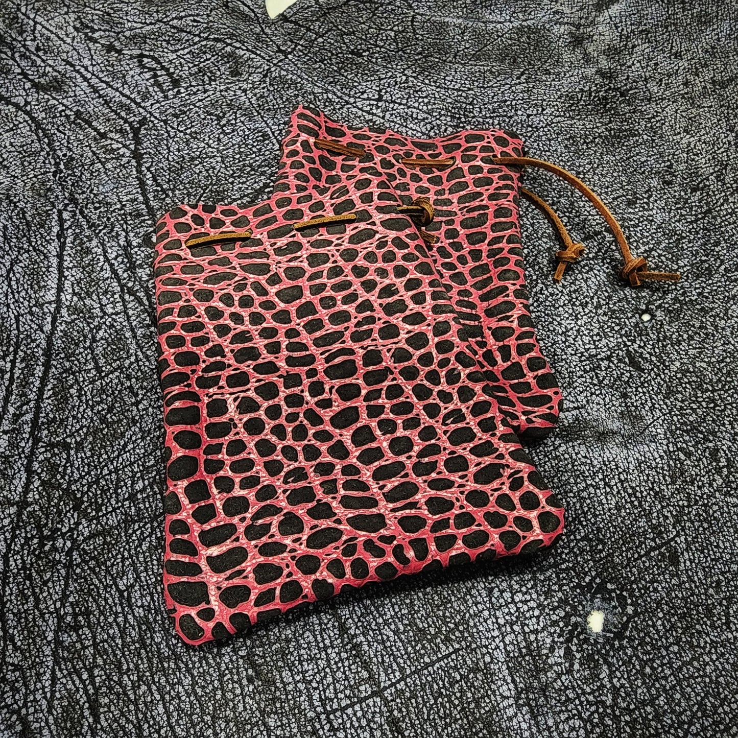 Handcrafted Tooled and Patterned Leather Dice Bags (Medium)