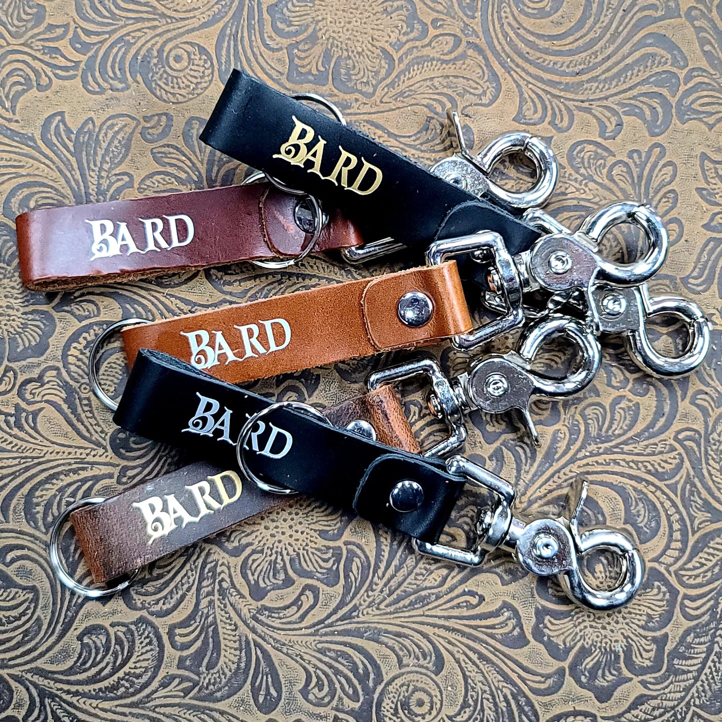 Grimbeard Leather Hand-Gilded TTRPG Character Class Keychain