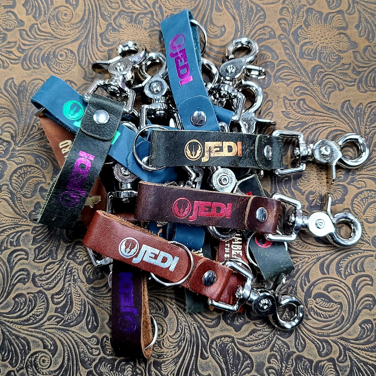 Grimbeard Leather Hand-Gilded Dice Goblin Pop Culture TTRPG Keychain