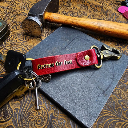 Grimbeard Leather Hand-Gilded Dungeon Master Game Master TTRPG Keychain