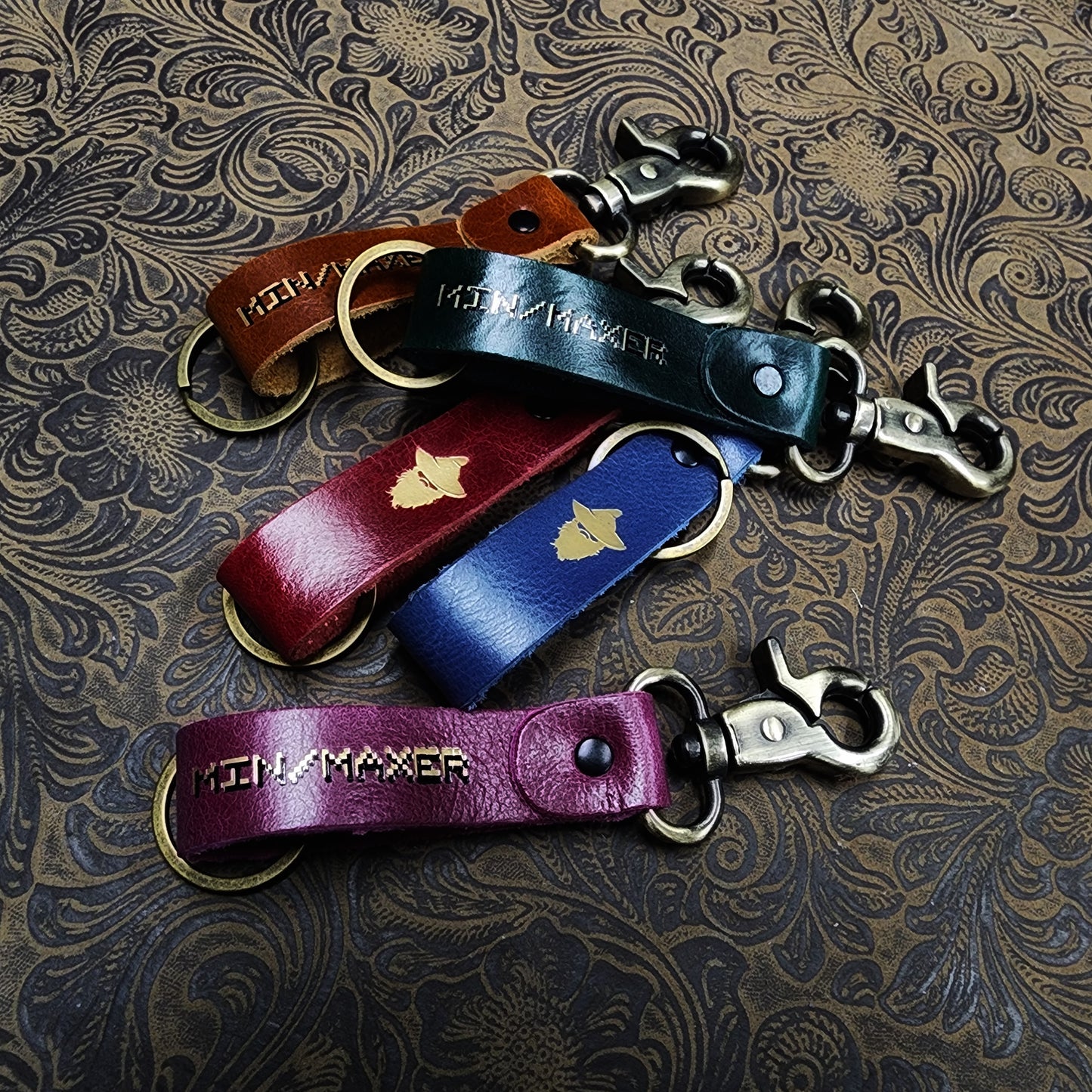 Grimbeard Leather Hand-Gilded Dungeon Master Game Master TTRPG Keychain