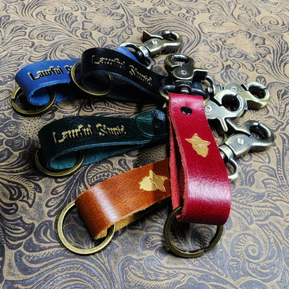 Grimbeard Leather Hand-Gilded Dungeon Master Game Master TTRPG Keychain