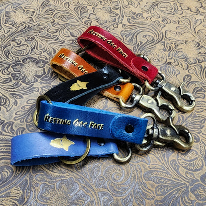 Grimbeard Leather Hand-Gilded Dungeon Master Game Master TTRPG Keychain