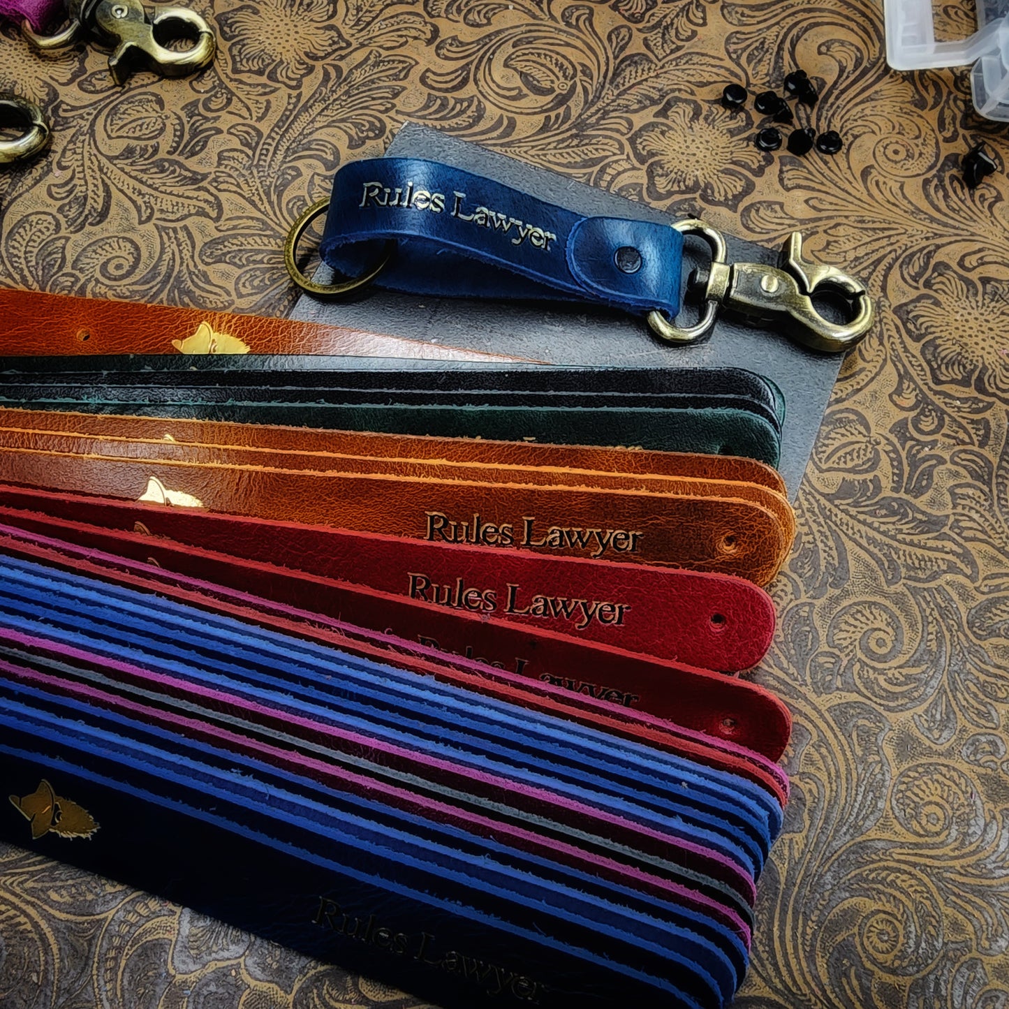 Grimbeard Leather Hand-Gilded Dungeon Master Game Master TTRPG Keychain