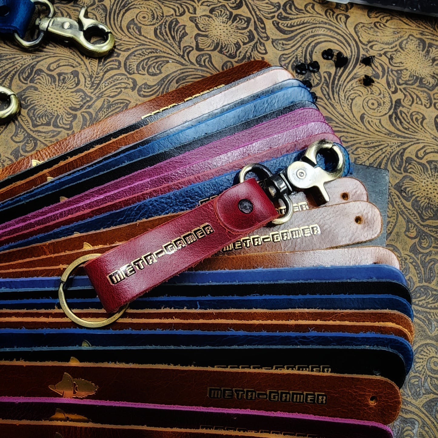 Grimbeard Leather Hand-Gilded Dungeon Master Game Master TTRPG Keychain