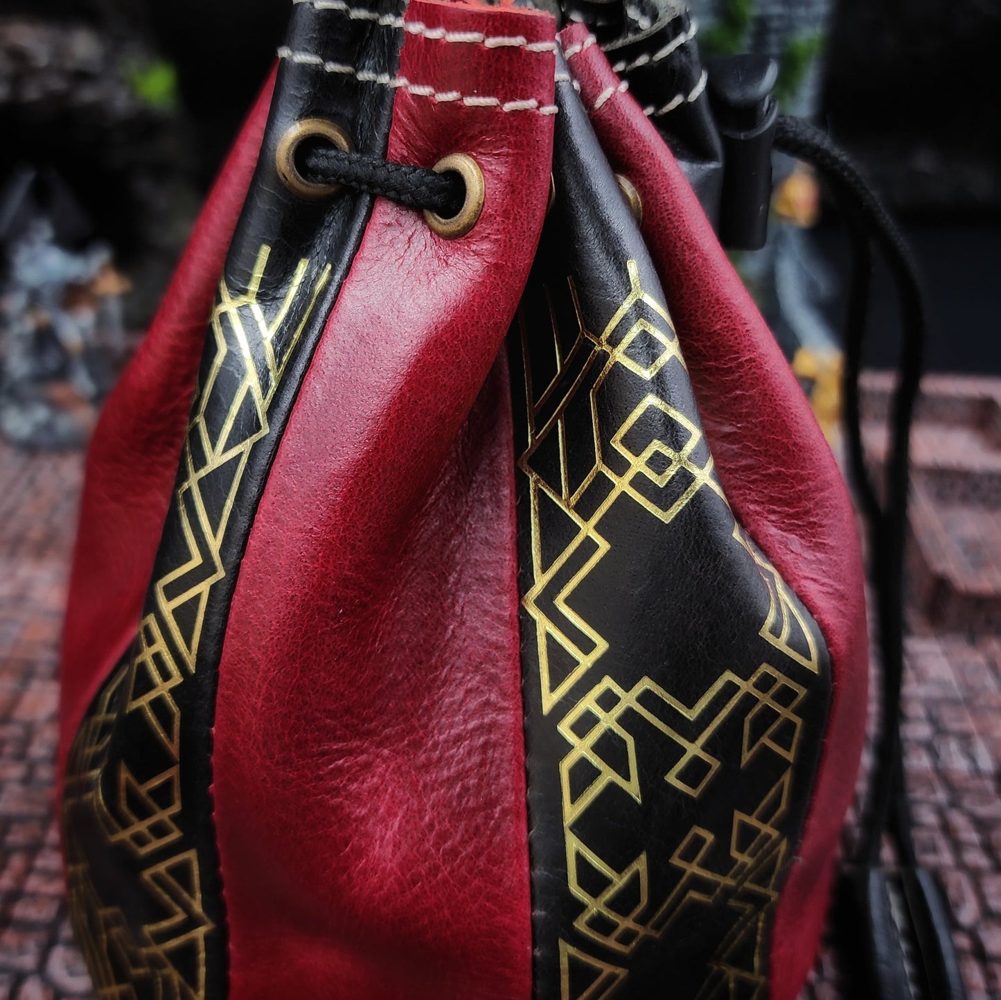 Dwarven Standing Round Leather Dice Bag for D&D and TTRPG