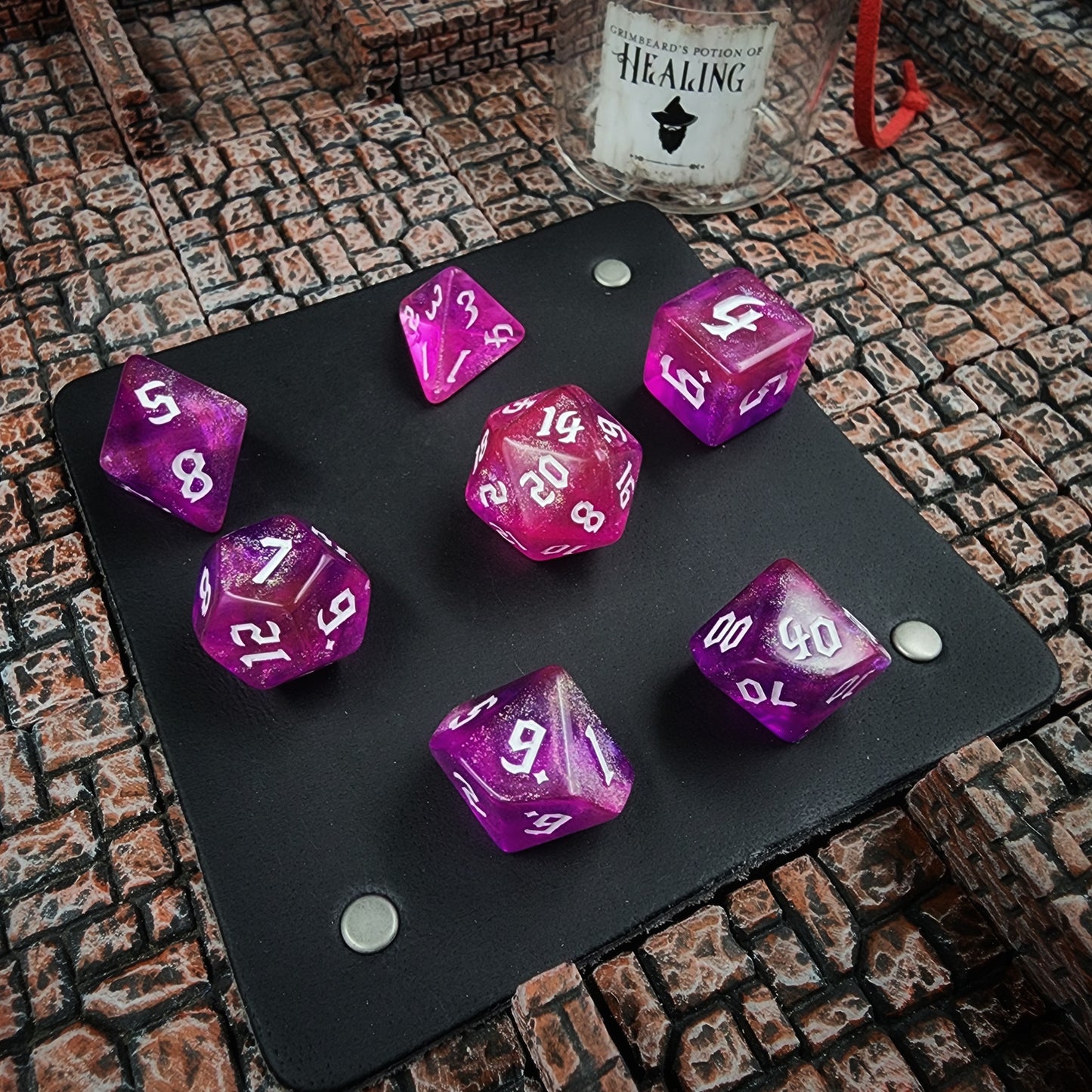 Grimbeard Leather Potion of Healing Glass Dice Vial Bulk Retail Packs