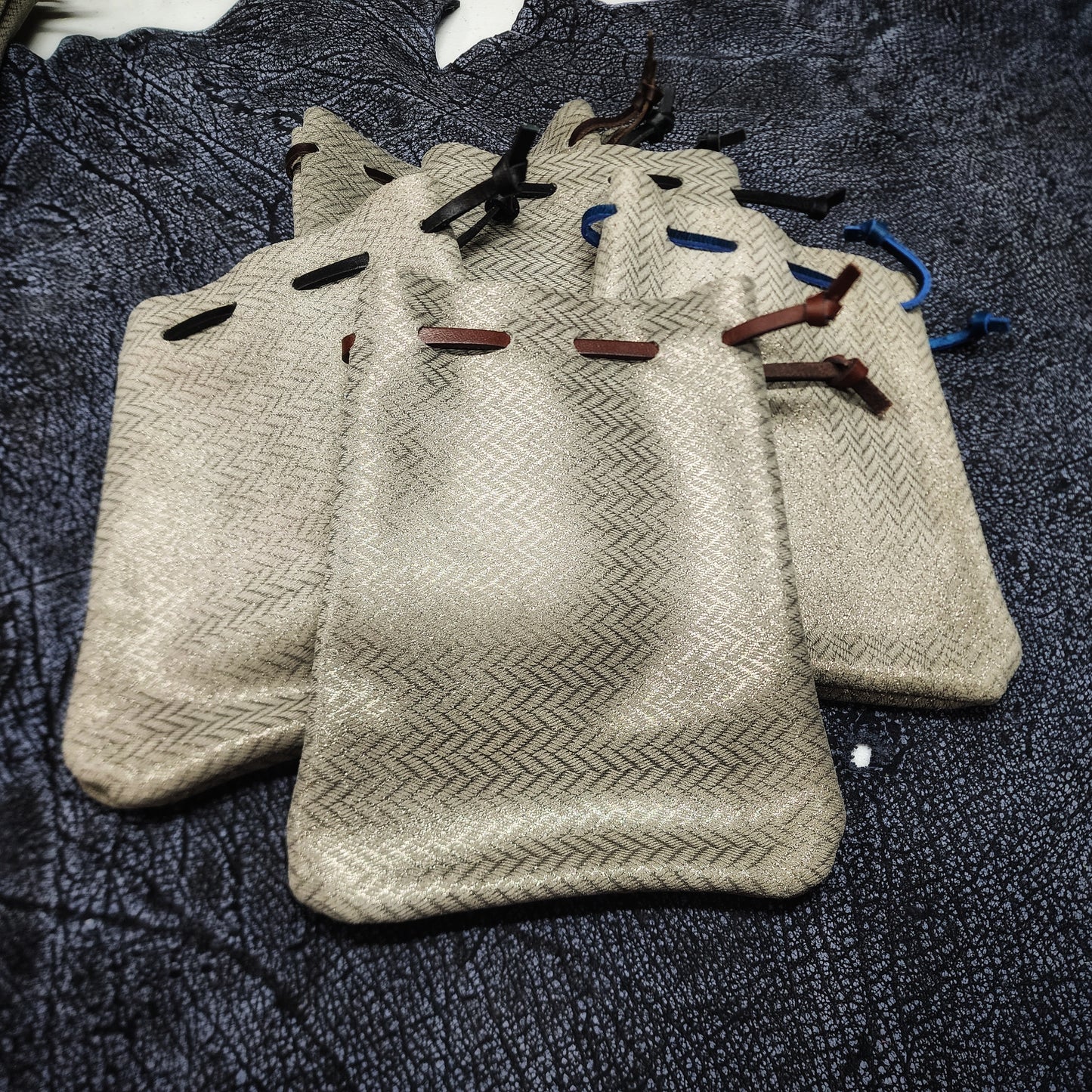 Handcrafted Tooled and Patterned Leather Dice Bags (Medium)