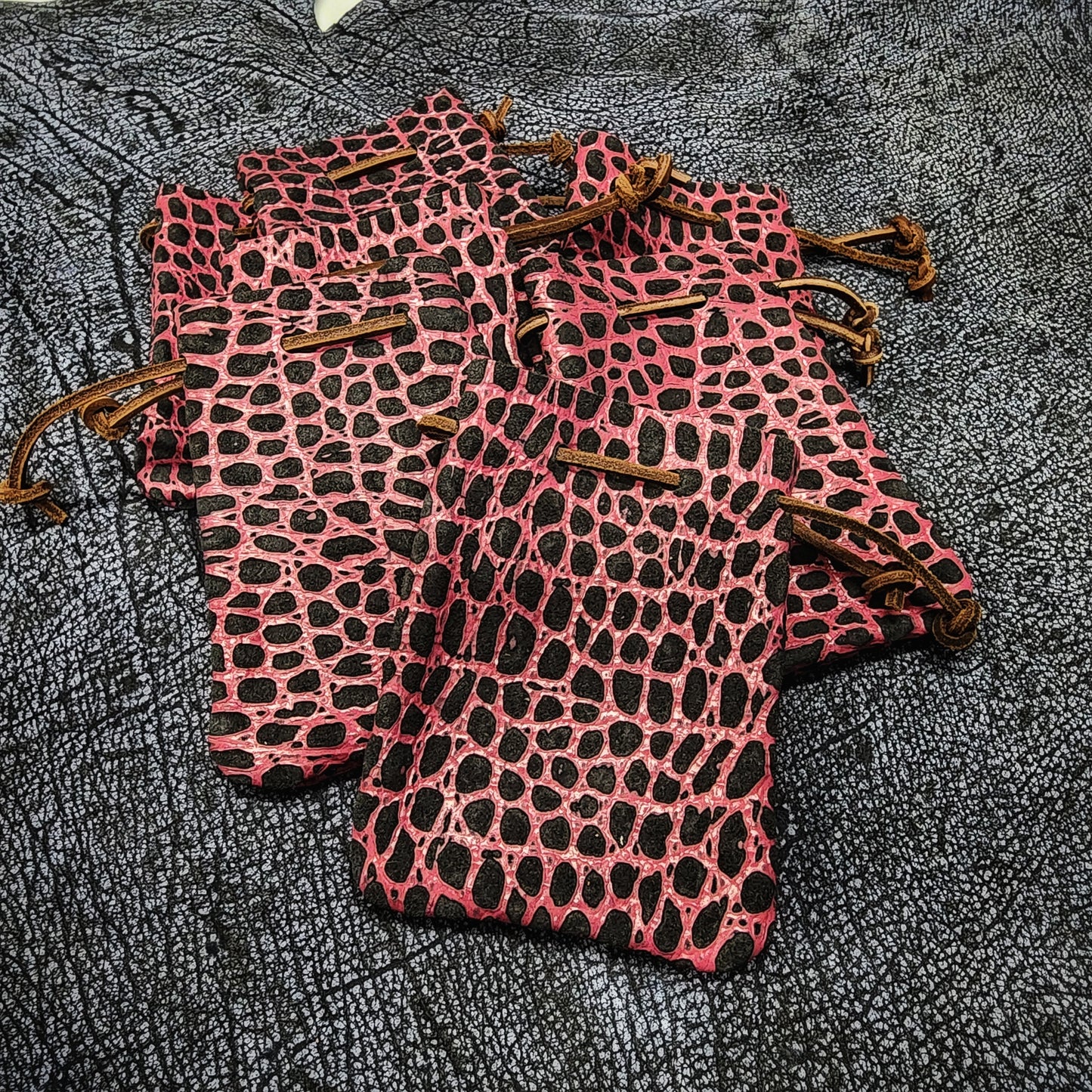 Handcrafted Embossed and Patterned Leather Dice Bags (Small)