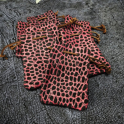 Handcrafted Embossed and Patterned Leather Dice Bags (Small)