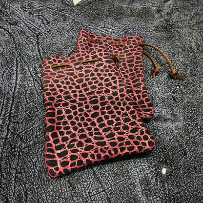 Handcrafted Tooled and Patterned Leather Dice Bags (Medium)