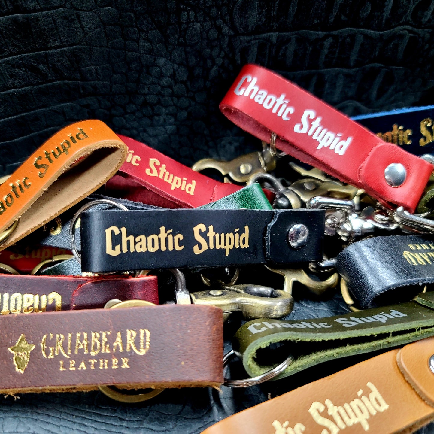 Grimbeard Leather Hand-Gilded Dungeon Master Game Master TTRPG Keychain