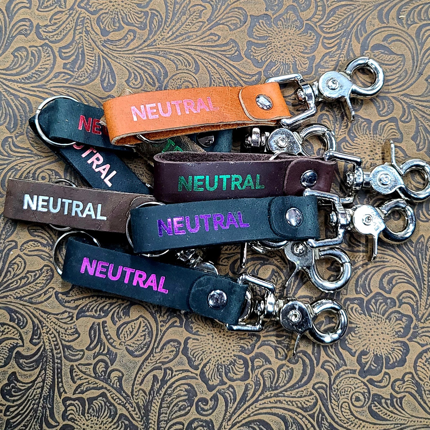 Grimbeard Leather Hand-Gilded TTRPG Alignment Chart Keychain