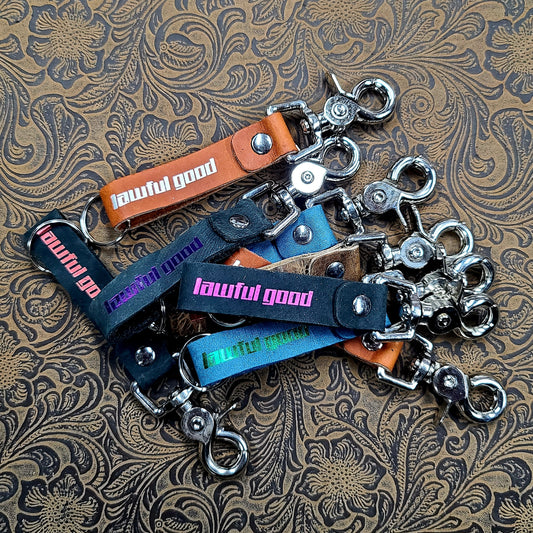 Grimbeard Leather Hand-Gilded TTRPG Alignment Chart Keychain