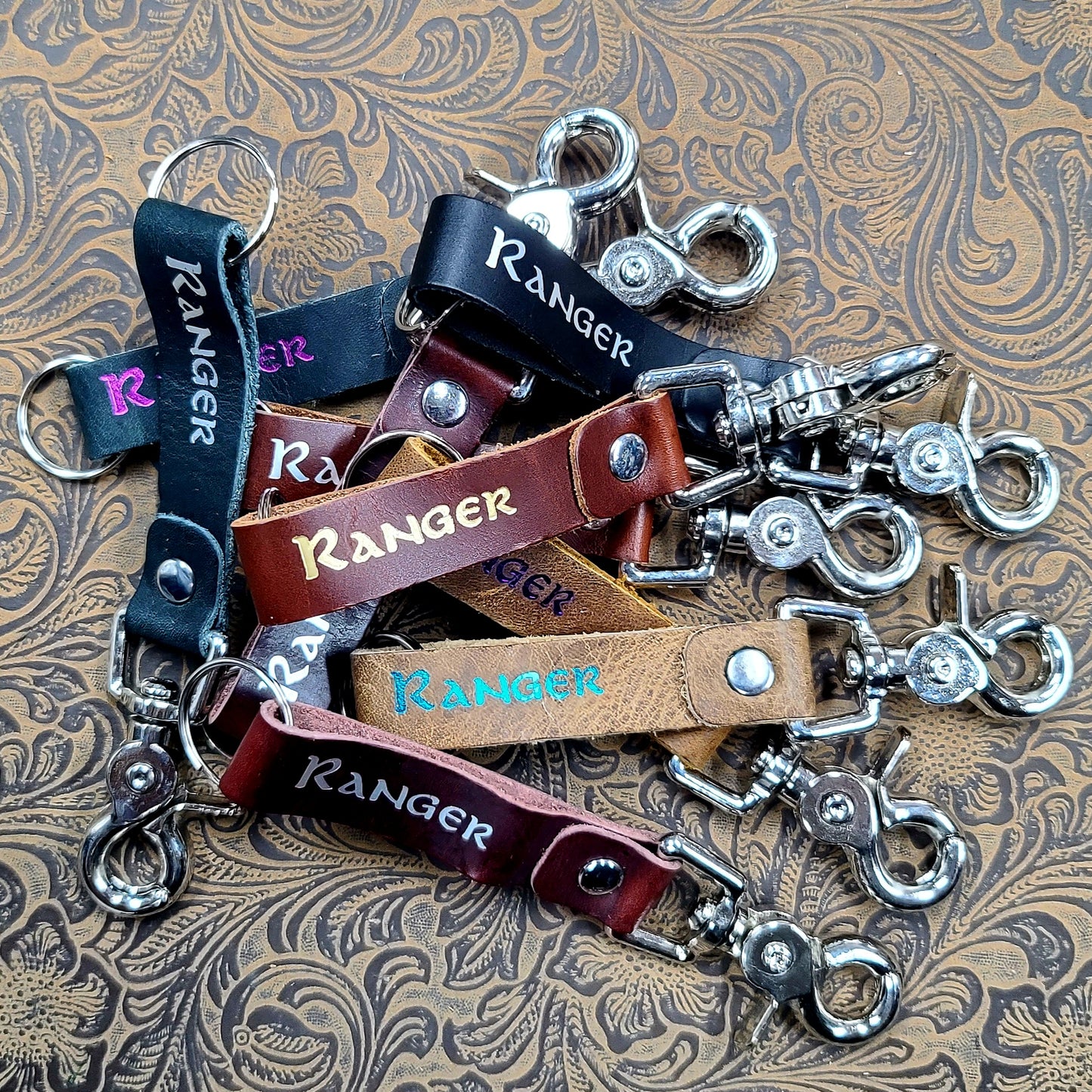 Grimbeard Leather Hand-Gilded TTRPG Character Class Keychain