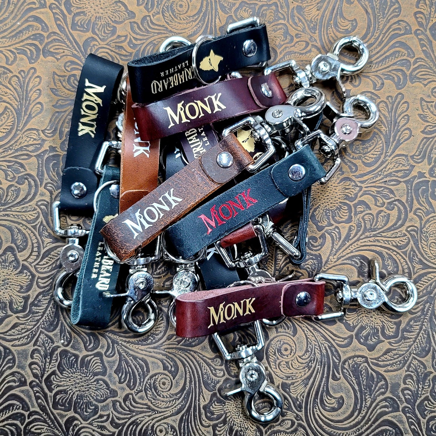 Grimbeard Leather Hand-Gilded TTRPG Character Class Keychain