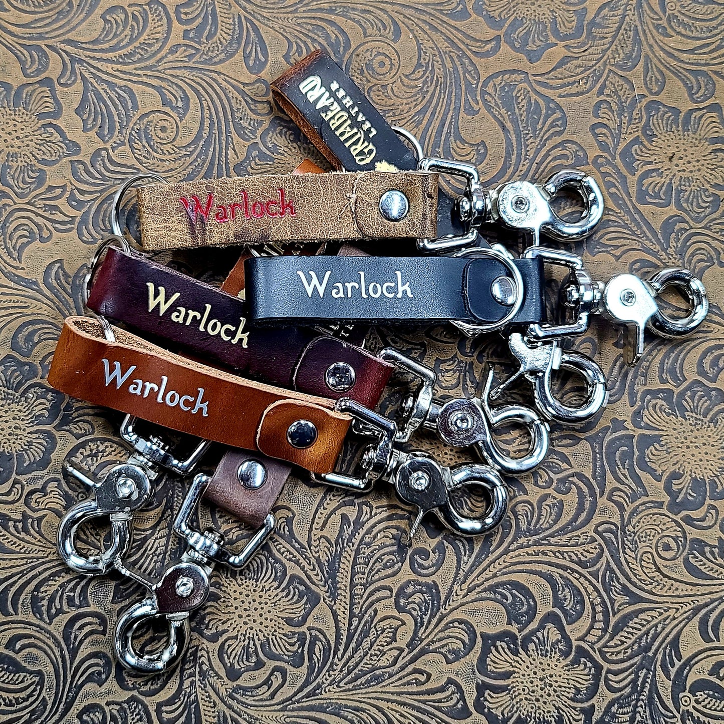 Grimbeard Leather Hand-Gilded TTRPG Character Class Keychain