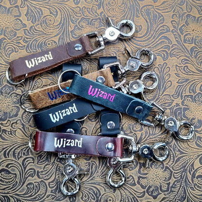 Grimbeard Leather Hand-Gilded TTRPG Character Class Keychain