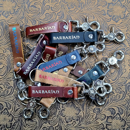 Grimbeard Leather Hand-Gilded TTRPG Character Class Keychain