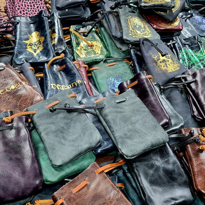 Handcrafted Leather Dice Bags Bulk Assortment for FLGS and Ren Faire Vendors (Small)
