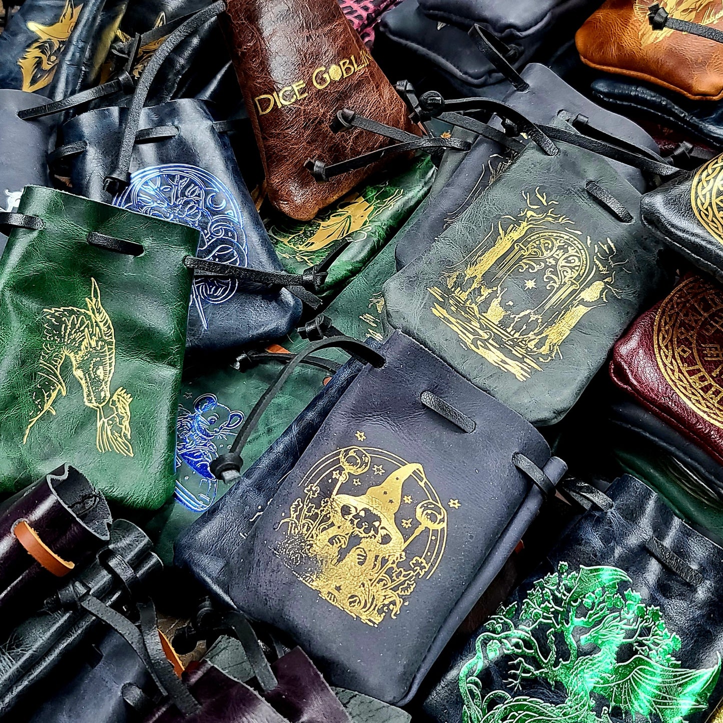 Handcrafted Leather Dice Bags Bulk Assortment for FLGS and Ren Faire Vendors (Small)