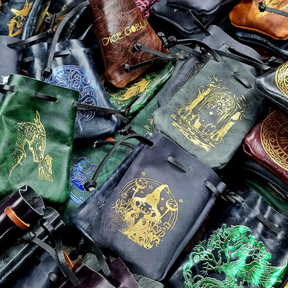 Handcrafted Leather Dice Bags Bulk Assortment for FLGS and Ren Faire Vendors (Small)