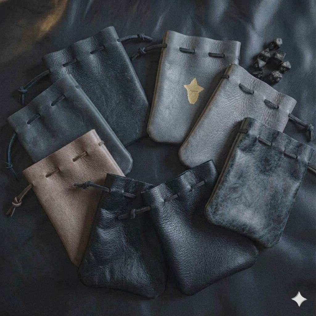 Handcrafted Earthtone and Classic Leather Dice Bags (Medium)