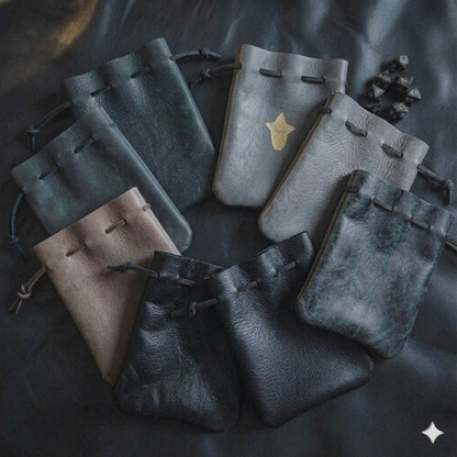 Handcrafted Earthtone and Classic Leather Dice Bags (Medium)
