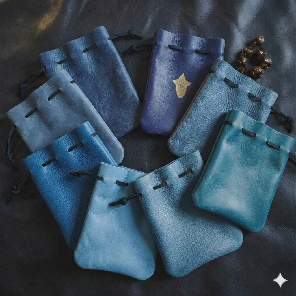 Handcrafted Earthtone and Classic Leather Dice Bags (Medium)