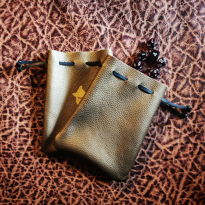 Handcrafted Metallic and Bright Leather Dice Bags (Small)
