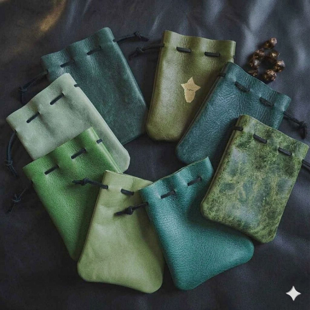 Handcrafted Earthtone and Classic Leather Dice Bags (Medium)