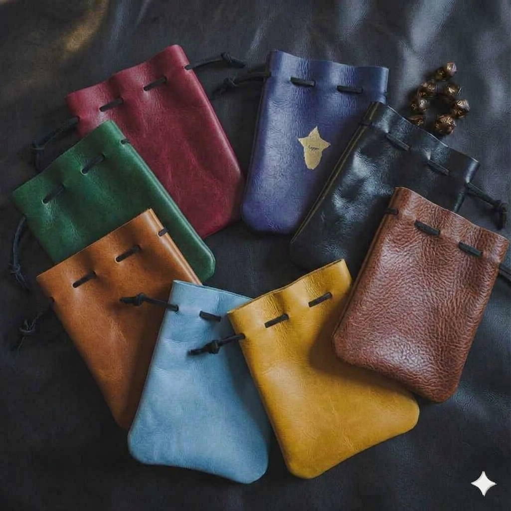 Handcrafted Earthtone and Classic Leather Dice Bags (Medium)