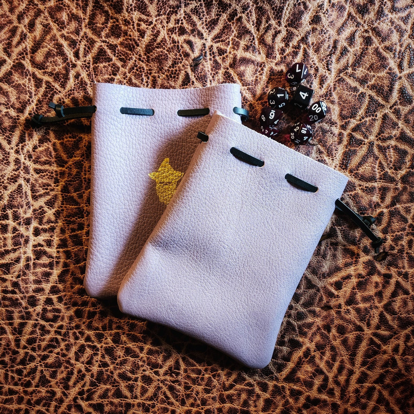 Handcrafted Metallic and Bright Leather Dice Bags (Small)