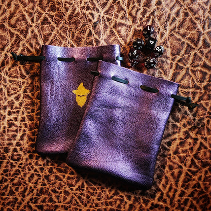 Handcrafted Metallic and Bright Leather Dice Bags (Small)