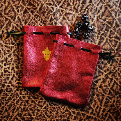 Handcrafted Metallic and Bright Leather Dice Bags (Small)