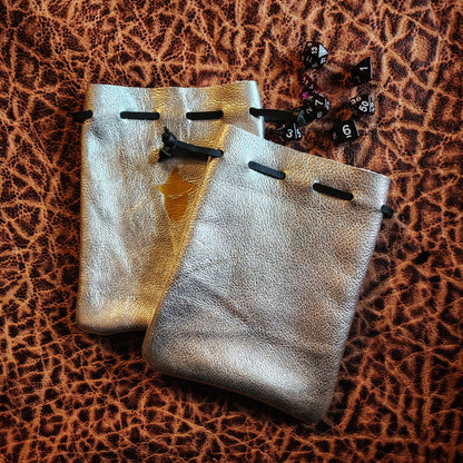 Handcrafted Metallic and Bright Leather Dice Bags (Small)