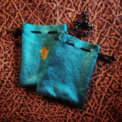 Handcrafted Metallic and Bright Leather Dice Bags (Small)