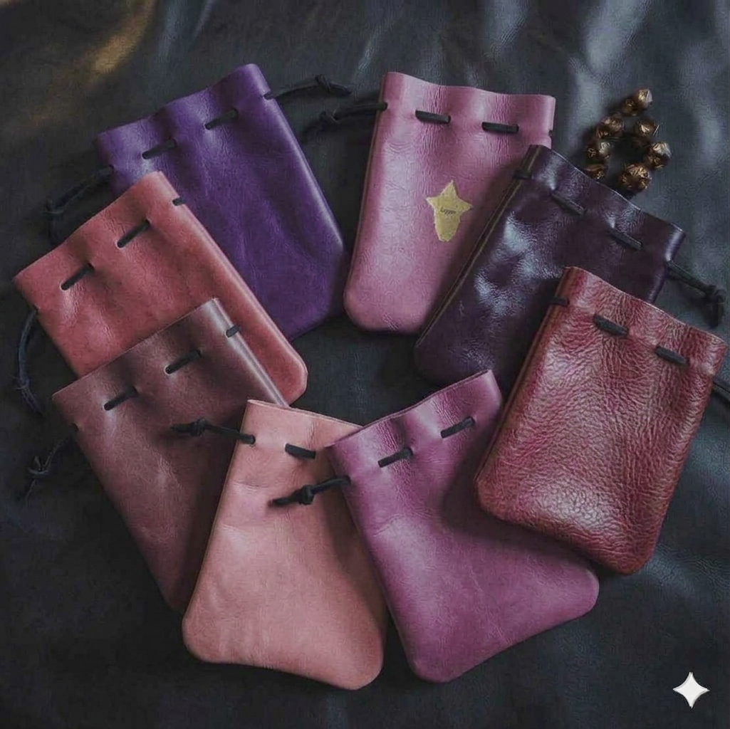 Handcrafted Earthtone and Classic Leather Dice Bags (Medium)