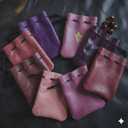 Handcrafted Earthtone and Classic Leather Dice Bags (Medium)
