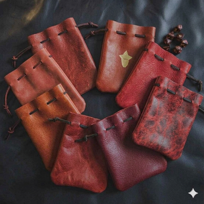 Handcrafted Earthtone and Classic Leather Dice Bags (Medium)