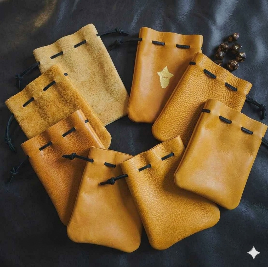Handcrafted Earthtone and Classic Leather Dice Bags (Medium)